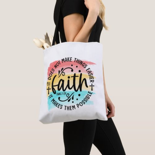 Rainbow Watercolor Faith Luke 137 Christian Bible Tote Bag