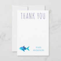 Rainbow Watercolor Fish Under The Sea Thank You Card