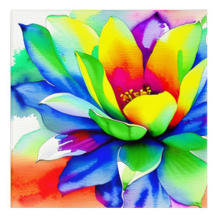 Rainbow Watercolor Flower Acrylic Wall Art