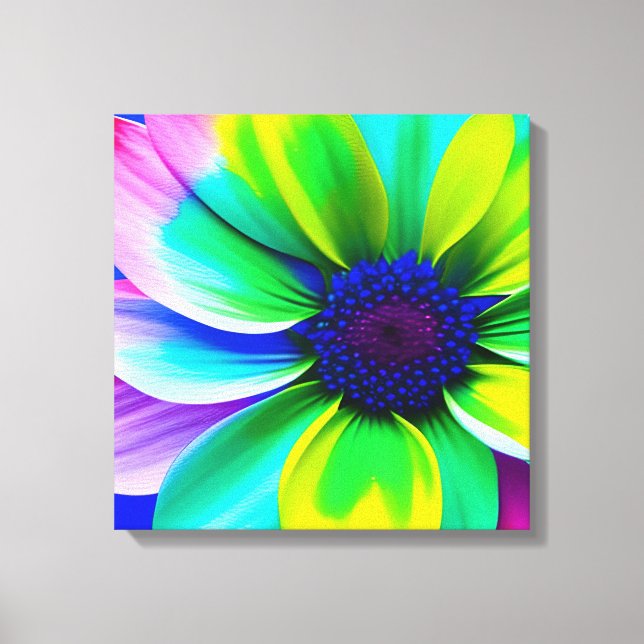 Rainbow Watercolor Flower Stretched Canvas (Front)