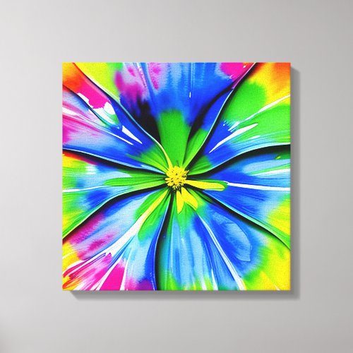 Rainbow Watercolor Flower Stretched Canvas