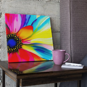 Rainbow Watercolor Flower Stretched Canvas