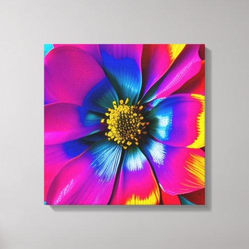 Rainbow Watercolor Flower Stretched Canvas