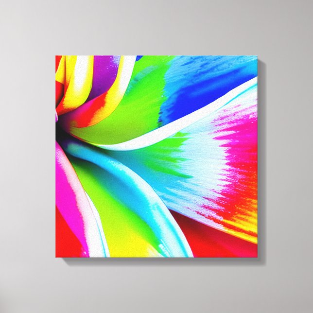 Rainbow Watercolor Flower Stretched Canvas Print (Front)