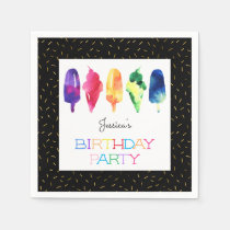 Rainbow Watercolor Ice Cream Ice Pops Modern Napkins