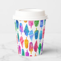 Rainbow Watercolor Ice Cream Popsicle Birthday Paper Cups