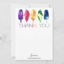 Rainbow Watercolor Ice Cream Popsicle Thank You Card