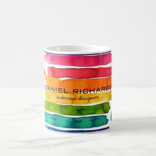 Rainbow watercolor Interior Designer Business Card Coffee Mug