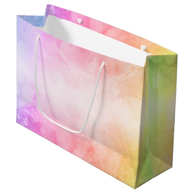 Rainbow Watercolor Large Gift Bag (Front Angled)