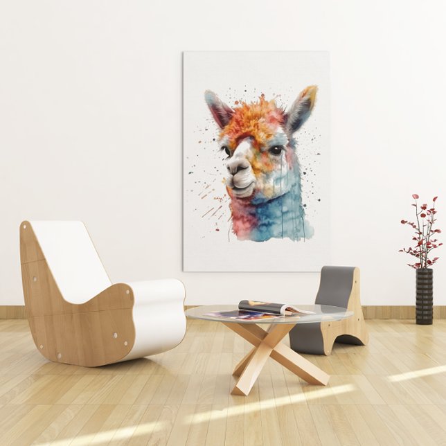 Rainbow Watercolor Llama Metal Print (Creator Uploaded)