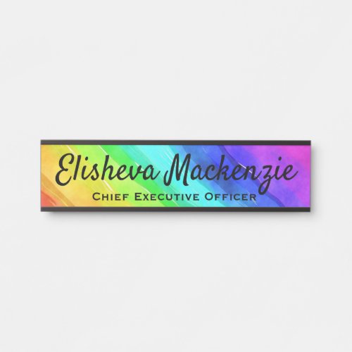 Rainbow Watercolor Office Door Signs Sign Plate