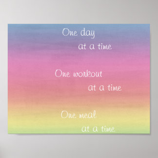 Rainbow watercolor one day at a time poster