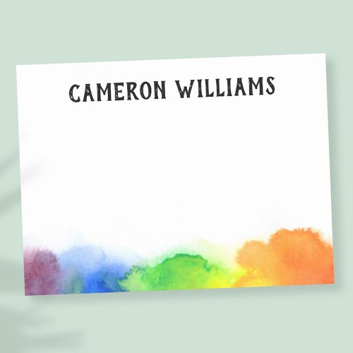 Rainbow watercolor paint border add name artists post_it notes