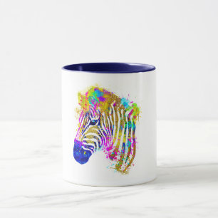 Rainbow Watercolor Paint Splatter Zebra Graphic Mug
