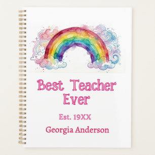 rainbow watercolor pastel best teacher ever est planner