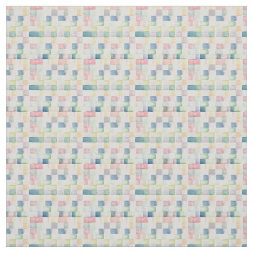Rainbow Watercolor Pastel Geometric Blocks Fabric
