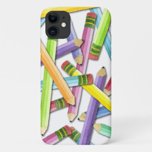 Rainbow Watercolor Pencils Teacher iPhone Case