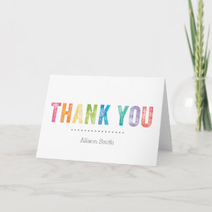Rainbow Watercolor Personalized Thank You Card