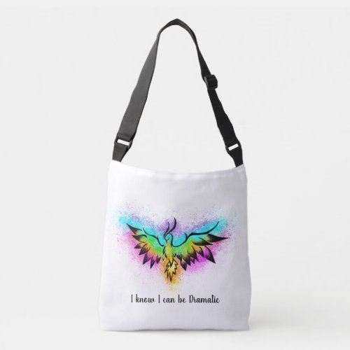 Rainbow Watercolor Phoenix Colorful Bird Crossbody Bag