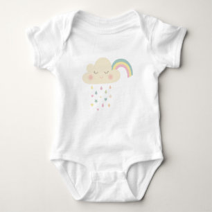 Rainbow Watercolor Pink CloudsPastels Baby Bodysuit