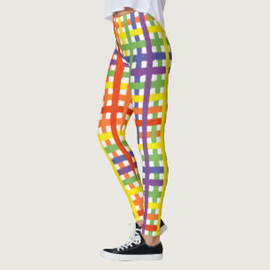 Rainbow Watercolor Plaid Colorful Leggings