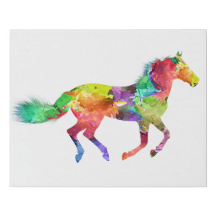 Rainbow Watercolor Pony Modern Country Wall Art