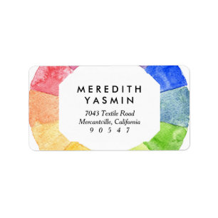 Rainbow watercolor ring modern colorful circle label