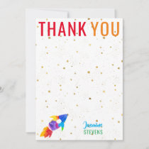 Rainbow Watercolor Rocket Outer Space Thank You