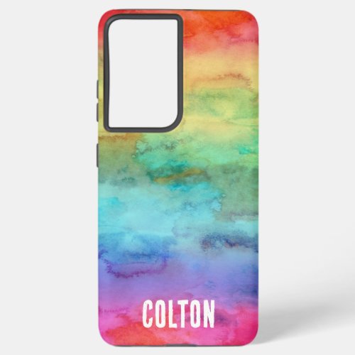 Rainbow Watercolor Samsung Galaxy S21 Ultra Case