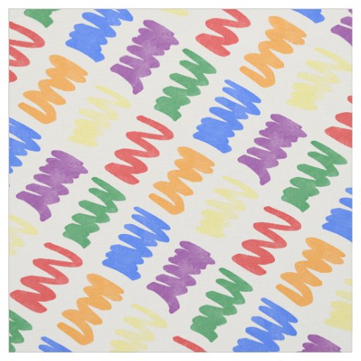Rainbow Watercolor Scribbles Pattern Fabric