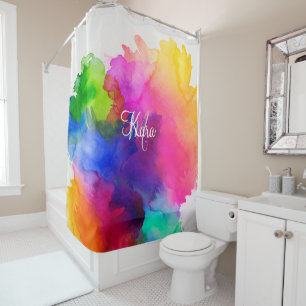 Rainbow Watercolor Shower Curtain