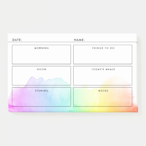 Rainbow Watercolor Simple Daily Organizer Post_it Notes