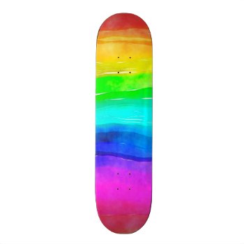 Rainbow Watercolor Skateboard by NatureTales at Zazzle