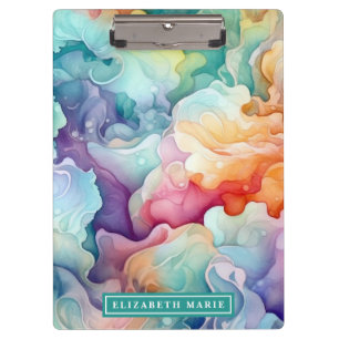 Rainbow Watercolor Splash Name Template Clipboard