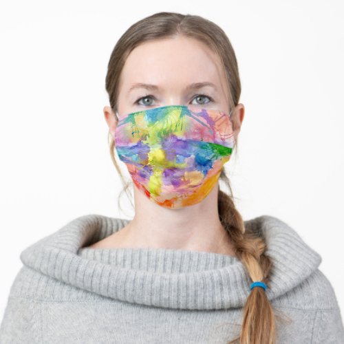 Rainbow Watercolor Splash Paints Adult Cloth Face Mask
