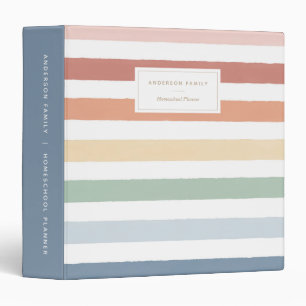 Rainbow Watercolor Stripes 3 Ring Binder