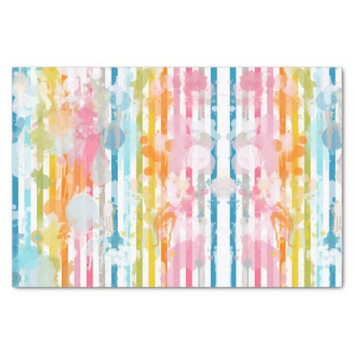 Rainbow Watercolor Stripes and Paint Splatters Tissue Paper