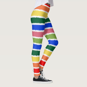 Rainbow Watercolor Stripes Colorful Leggings