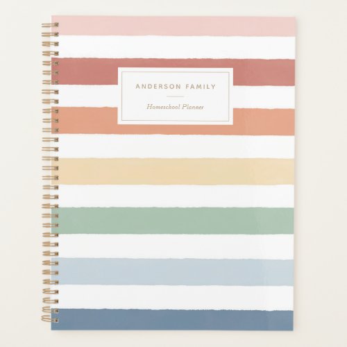 Rainbow Watercolor Stripes Homeschool Planner