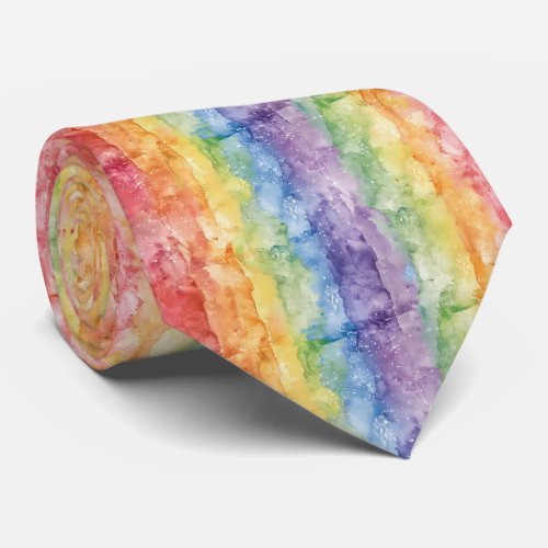 Rainbow Watercolor Stripes Pattern  Neck Tie