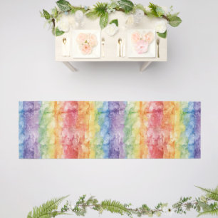 Rainbow Watercolor Stripes Pattern Outdoor Rug
