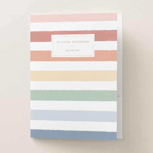Rainbow Watercolor Stripes Pocket Folder