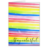 Rainbow Watercolor Stripes Stay Colorful Birthday (Front)