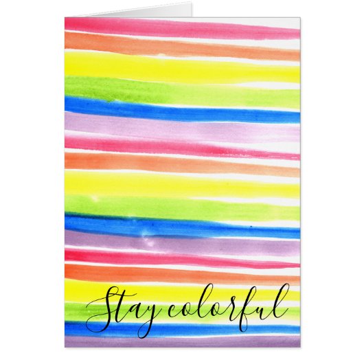 Rainbow Watercolor Stripes Stay Colorful Birthday (Front)