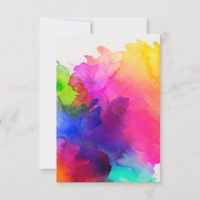 Rainbow Watercolor Tie Dye Ink  Thank You Card (Front)
