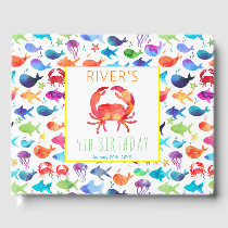 Rainbow Watercolor Under The Sea Crab Guest Book