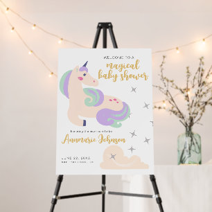 Rainbow Watercolor Unicorn Baby Shower Welcome Foam Board
