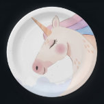 Rainbow Watercolor Unicorn Birthday Party | Paper Plates<br><div class="desc">Come one,  come all! Celebrate your little one's birthday in style with this magical watercolor unicorn birthday party collection. This design features gold typography and watercolor elements for a minimal,  modern kids birthday celebration.</div>