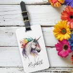 Rainbow Watercolor Unicorn Monogram Luggage Tag<br><div class="desc">This design was created though digital art. It may be personalized in the area provide or customizing by choosing the click to customize further option and changing the name, initials or words. You may also change the text color and style or delete the text for an image only design. Contact...</div>