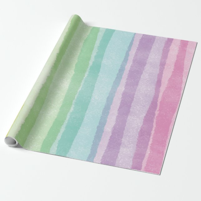 Rainbow Watercolor Unicorn Party Wrapping Paper (Unrolled)